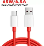 USB Type C Cable 6.5 A 1 m 65W/6.5A SUPER FAST CHARGING FOR DASH, WARP, VOOC, DART, FLASH, TURBO, (Compatible with ONEPLUS, OPPO, REALME, NARZO, VIVO, IQOO, REDMI, POCO, MOTORLA, INFINIX, TECNO, Red&White)