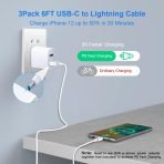 iPhone Charging Cable - 3 of Pack 6FT USB C to Lightning Cable- iPhone Charger Fast Charging Cable